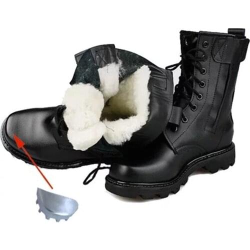 Thick Wool Safety Shoes with Steel Toe Cap Construction Site Work Shoes Outdoor Waterproof Boots Mens Indestructible Army Boots