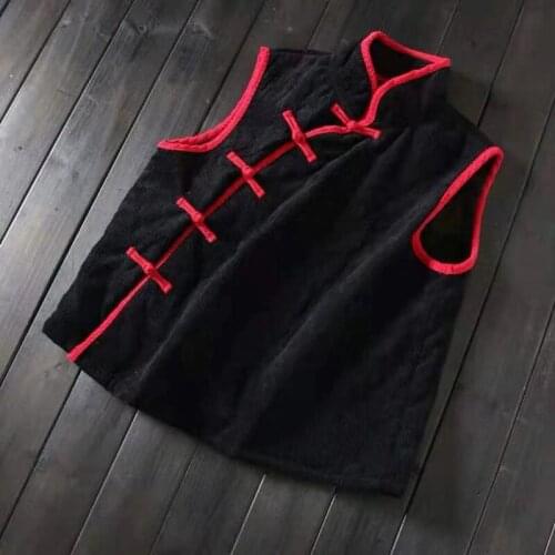 Corduroy Autumn Chinese Style Clothing Women Vest Cheongsam Top Sleevelsss Tang Suit Mandarin Collar Buttons Qipao Shirts 11540