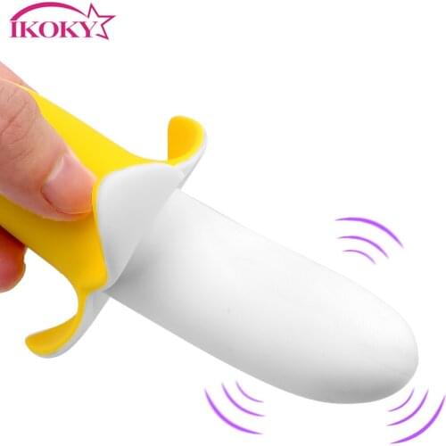 IKOKY Banana-shaped Clitoral Vibrator G-spot Vaginal Stimulator Soft Silicone Dildo Female Masturbator Sex Toys for Woman Man