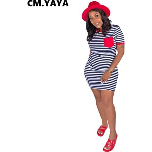 2019 new women summer Short Sleeve Striped Print Pockets mini dress vintage fashion above knee dresses vestidos 5 colors GLS3617