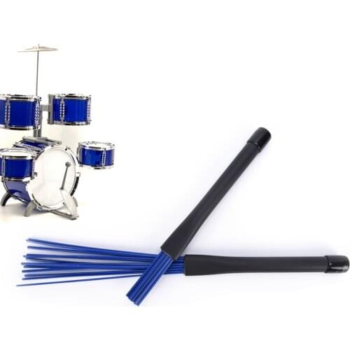 1Pc 32cm Black/Blue Jazz Drum Brush Telescopic Drum Nylon Rubber Handle