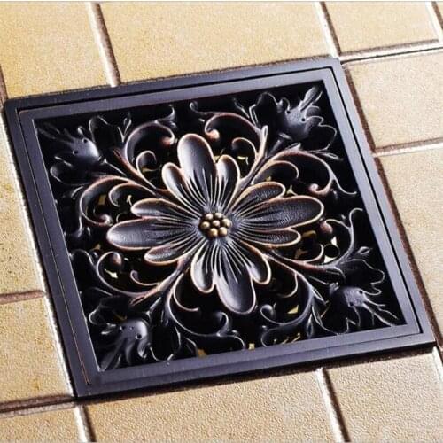 10x10cm Drainer Bathroom Copper Deodorant Square Floor Drain Strainer Cover Sink Grate Waste ORB Free Shipping 4-inch