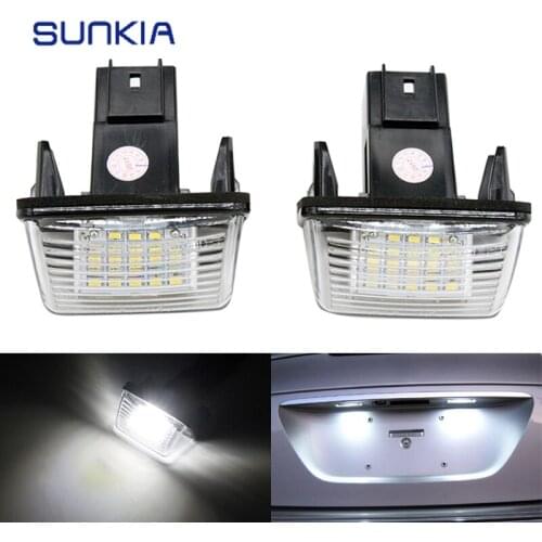 2Pcs/Set SUNKIA LED Number License Plate Light Replacement Lamps For Peugeot 206 207 306 307 308 406 407 Partner Tepee