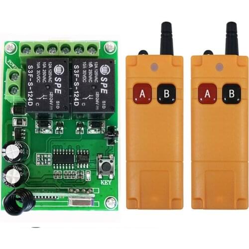 2000m DC12V 24V 2CH 2 CH Wireless Remote Control LED Light Switch Relay Output Radio RF Transmitter And 315/433 MHz Receiver