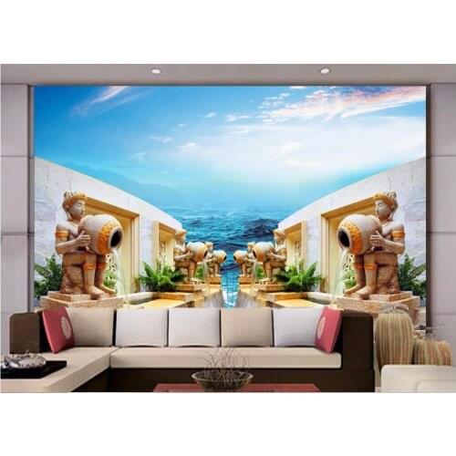 3d wallpaper Custom photo mural Statue of the sea of water picture room decor painting 3d wall mural wallpaper for walls 3 d