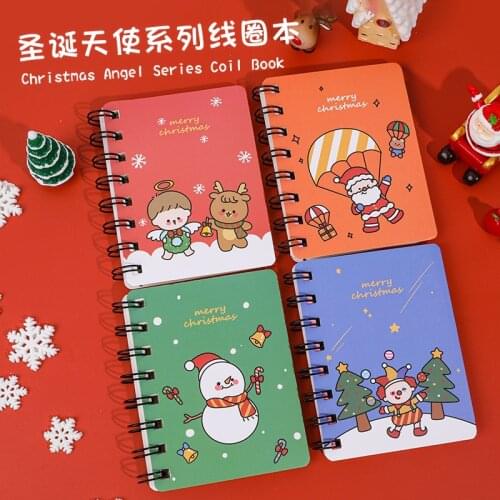 4pcs/lot Christmas Coil Notebook Student Mini Portable Christmas Day Gift Notepad Pocket Notebook Kawaii Stationery Gift