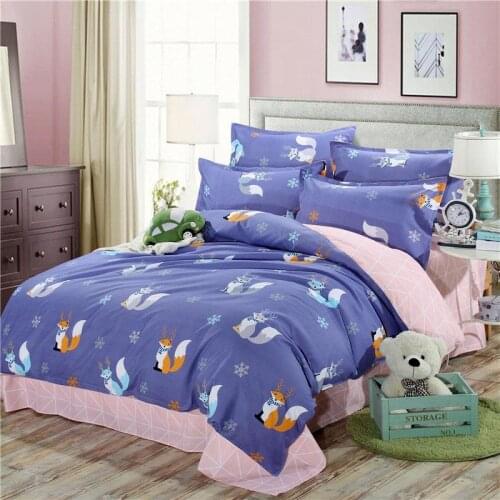 40 Fox 4pcs Girl Boy Kid Bed Cover Set Cartoon Duvet Cover Adult Child Bed Sheets And Pillowcases Comforter Bedding Set