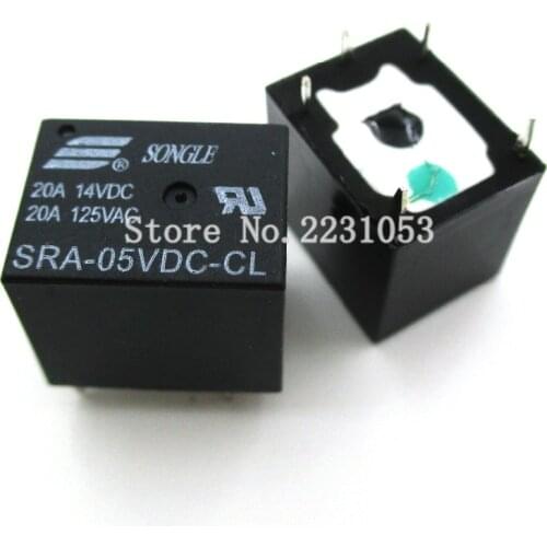 5PCS/LOT 5VDC 20A SRA-05VDC-CL 5Pins SRA 5V Mini Power Relay Automotive Relay