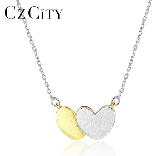 CZCITY Genuine 925 Sterling Silver Heart Pendant Necklace for Women Engagement Wedding Fine Jewelry Silver Collares Gifts SN0360