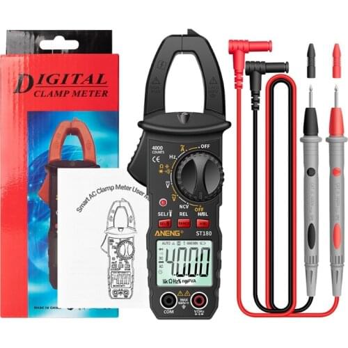 ST180 Digital Clamp Meter Digital Multimeter 600 Amp TRMS 6000 Counts NCV with AC Current AC/DC Voltage Test Resistance