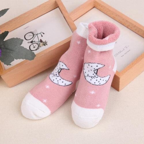 Cheap stuff Lytwtws Cotton Winter Terry Children Kids Cute Cartoon Star Moon Baby Girls Kids Socks newborn anti slip infant