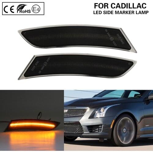 Smoke LED Side Marker Light Front Bumper Fender US Version For Cadillac XTS 2013-17