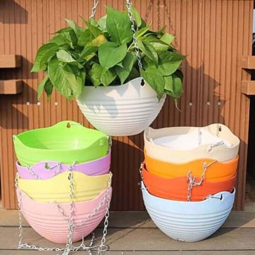 Plant Pot Decorative Easy Installation Plastic Solid Color Succulent Hanging Planter Container For Home Rose Tulip Potted Plant