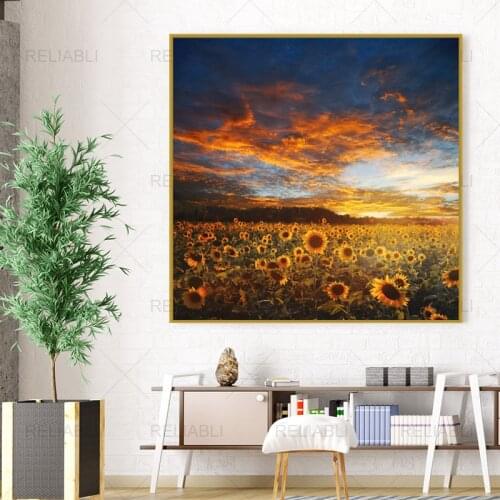 Sunflower Canvas Painting Rustic Home Decor Wall Pictures for Living Room Kitchen Decoration Landscape Poster Sunflower Print