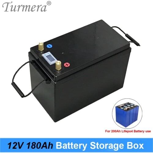 Turmera 12V 180A Battery Storage Box with LCD Display for 4Pieces 280Ah 310Ah 310Ah 3.2V Lifepo4 Battery Solar Energy System Use