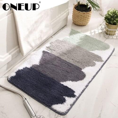 ONEUP Simplicity Bathroom Carpet Nordic Water Absorption Flocking Anti-Slip Carpet Entrance Soft Mat Bedroom Home Decor Rugs
