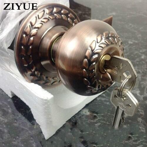 Red bronze ball bedroom indoor bathroom toilet lock wooden spherical door lock with key