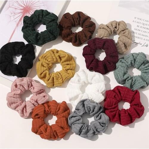 Fashion Elastic Hair Band Scrunchie Women Solid Color Knitting Hair Scrunchies Girl Hair Ties Hair Accessories Autumn Winter New