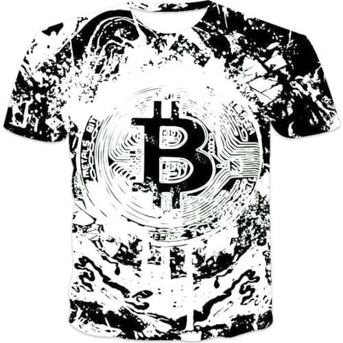 2021 new best-selling fashion mens 3D printing Bitcoin unisex fashion street hip-hop T-shirt