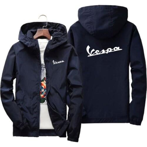 Mens Bomber Jacket Thin Vespa Motorcycle Military Jacket Hooded Windbreaker Zipper Coat Breathable Coat Outdoor Sports Jackets