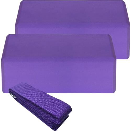 2pcs EVA Yoga Blocks 1pcs Cotton Yoga Strap Stability Blocks Yoga Strap Set for Yoga Pilates Meditation cubes for yoga