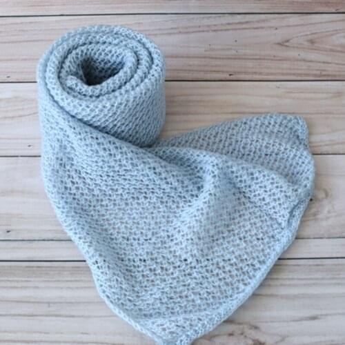 Blue Mohair Wrap for Photo Props Handmade Knit Sweater Wrap Newborn Baby Swaddle cocoon Photography Props
