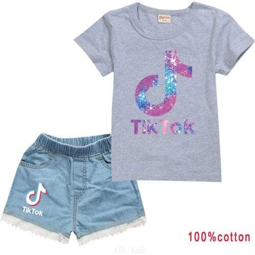 New Childrens Short Sleeve Suit Boys' Cartoons Clothes For Sports Clothing Two Piece Sports Shorts Suit Kids Tik Tok Set