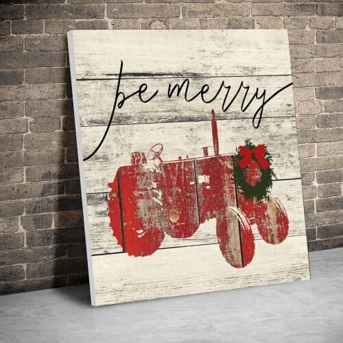 Framed Be Merry Tractor Christmas Posters Bobys Canvas Paintings Wall Art Canvas Prints Pictures Kids Room Home Wood Inner Frame