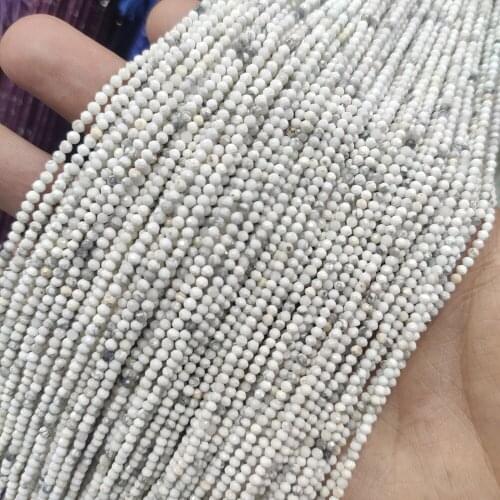 Natural Faceted Top Level 2-4mm Loose Spacer White Howlite Turquoises Stone Beads For Jewelry Making DIY Women Necklace 15inches