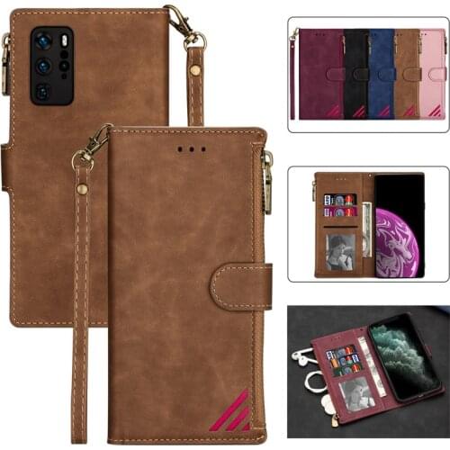 Luxury Zipper Leather Wallet Case For Huawei P40 Pro P30 P20 Lite P Smart Plus 2020 Y6 Y7 2019 Cards Slot Funda Phone Cover Etui