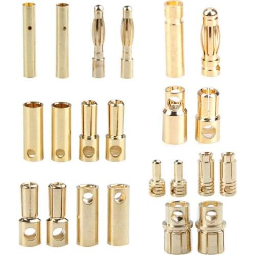 20 pair/lot Bullet Banana Plug Connector For Battery Gold Plated RC Helicopter 2/6/8mm Brushless Motor Bullet Banana Plug Parts