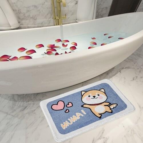 Cute Cartoon Shiba Inu Husky Corgi Dog Cat Anti-Slip Doormat Plush Bath Mat Kitchen Bedroom Water Absorption Floor Entrance Rug