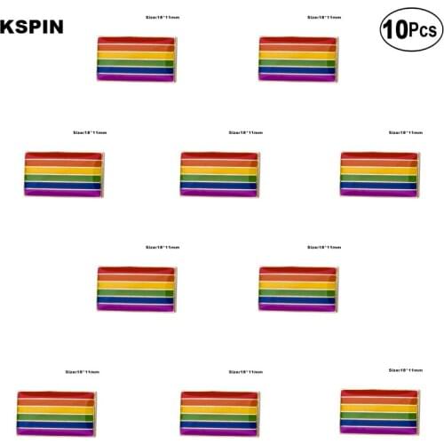 Gay Pride LGBT Pride Flag Lapel Pin Flag badge Brooch Pins Badges 10Pcs a Lot