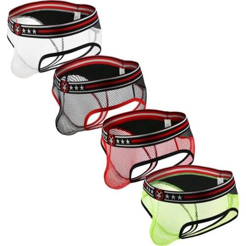 4PCS/Lots Gay Thong G-string Erotic Mesh Transparent Micro Thongs Sexy String Homme Open Back Jockstrap Gay Panties Tanga Hombre