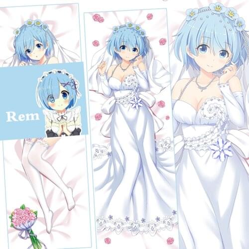 Anime Re:Zero Starting Life in Another World Dakimakura Wedding Bride Rem Hugging Body Pillowcase Otaku Pillow Cover Case