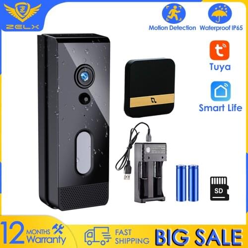 Tuya IP Camera WiFi 2MP Security Battery Video Doorbell Outdoor Wireless Surveillance Doorbell Waterproof IP65 Smart Google Home