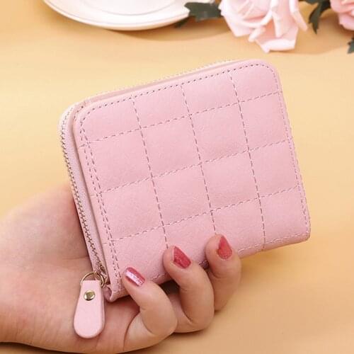 Ultra-thin Wallet PU Leather Ladies 2021 Korean Short Korean Mini Wallet Ladies Zipper Cute Coin Purse Embroidered Wallet