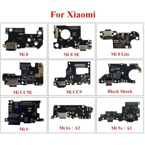 Micro USB Charging Board Dock Connector Charger Port Flex Cable for Xiaomi Mi 8 SE Lite CC9 CC9E 6 6X A2 5X A1 Black Shark
