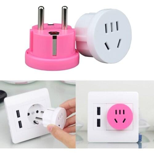 1PC Travel EU Plug Wall AC Power Plug Converter with USB Port Wall Charger Outlet Adapter 2/3 Round Pin Socket 8.28
