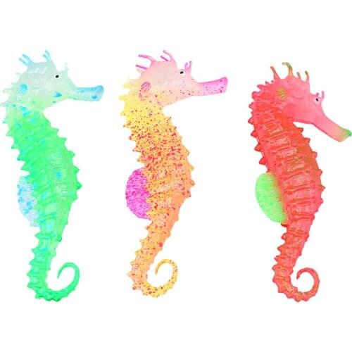 1pc Artificial Seahorse Small Fish Tank Decorations Ornament Luminous Hippocampus Ornament Glow in The Dark Aquarium Home Decor
