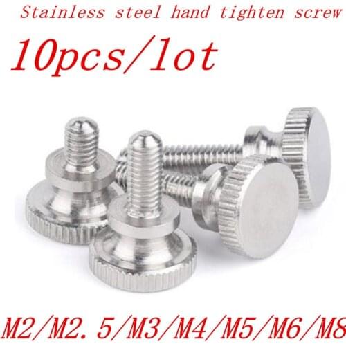 10pcs M2 M2.5 M3 M4 m5 m6 m8 DIN464 GB834 Stainless steel step knurled thumb screw Hand Tighten Curtain Wall Glass Lock Screws
