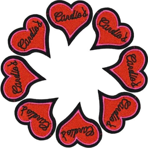 10PCS Red Heart Clothes Patch Embroidery Applique Patches for Clothing Sewing Accessories Badge DIY Dress Bag Jacket Shirt Jeans