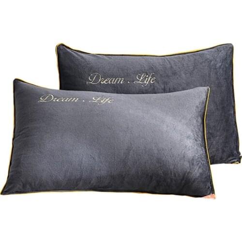 2pcs Pillow Set Thickening Rhinestone Velvet Embroidered Pillowcase Milk Fiber Pillow Cases