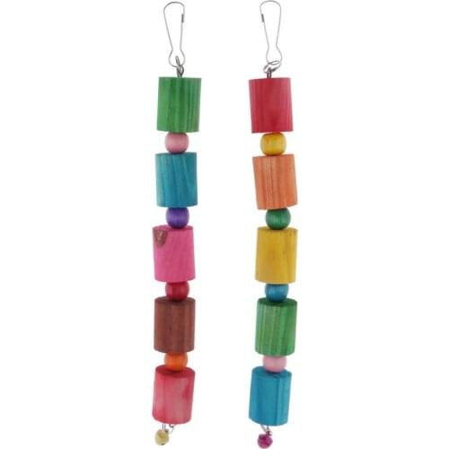 2Piece Lovebirds Parrot Bite Toy Hanging Wood Bird Cage Small Chew Blocks