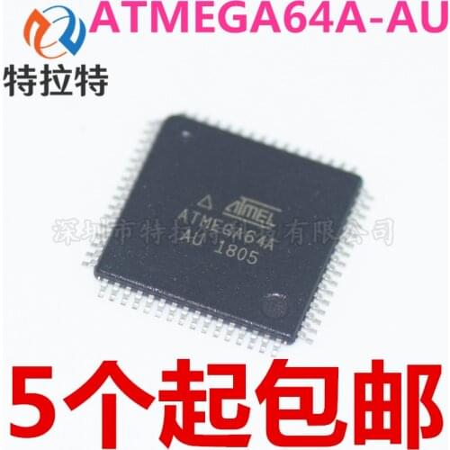 5PCS ATMEGA64A-AU QFP ATMEL ATMEGA64A TQFP64 8-bit Microcontroller with 64K Bytes In-System Programmable Flash