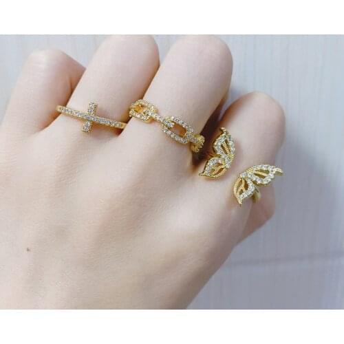 5pcs/lot 2020 Newest Varity Design Cubic Zircon Cross Snake Butterfly Ring For Womens Gift