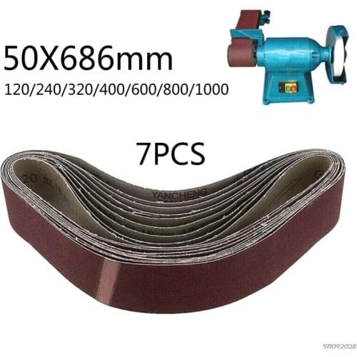 7Pcs Sanding Belt Sander 50x686mm 120/240/320/400/600/800/1000 Sandpaper Abrasive Bands Tool Wood Soft Metal Polishing wholesale