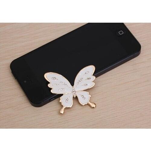 Free Shipping Wholesale 40pcs/lot 41X48mm Butterfly Rhinestone Flatback Button For Hair Flower Wedding Invitation MEIM012