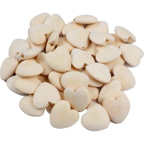 25mm 10/20Pcs Natural Wood Heart Beads Charms Wooden Spacer Beads for Handmade DIY Necklaces Bracelets Jewelry Making