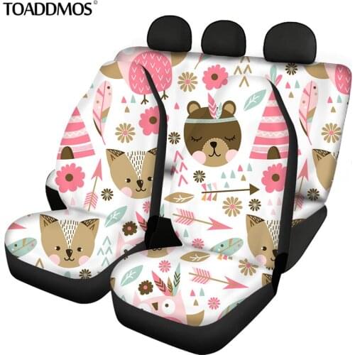 TOADDMOS Cute Animal Design Car Seat Cover Auto Interior Decoration Front and Rear Seat Protectors for Almost All Cars Automóvil